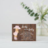 ブックピンクの女性のカーボーイの赤ちゃんシャワー挿入カードを持って来る プレイスカード (スタンド正面)