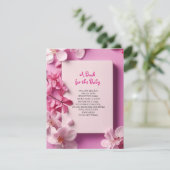 ブックピンクの蘭の花を持って来る明るい赤紫色赤ちゃんシャワーカード 招待状 (スタンド正面)