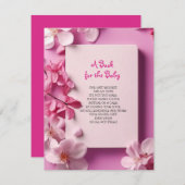 ブックピンクの蘭の花を持って来る明るい赤紫色赤ちゃんシャワーカード 招待状 (正面/裏面)