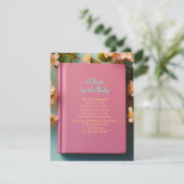 ブックピンクミントグリーンアクアベビーシャワーカードを持ってくる 招待状 (スタンド正面)