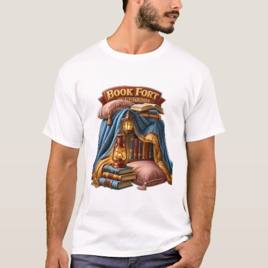 ブックフォートの週末 リーディングの癒し空間 Tシャツ (正面)