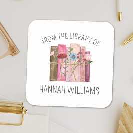 ブックフラワーピンクから蔵書票 スクエアシール