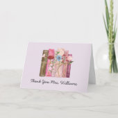 ブックフラワーピンクパープル先生賞味日 カード (正面)