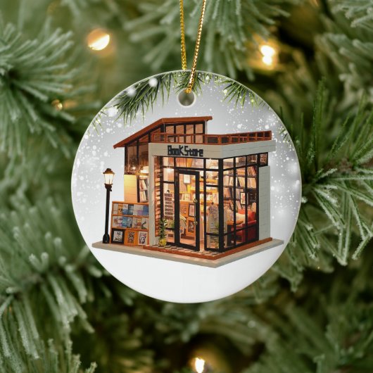 ブックブックブックホリック読み手ブックラバーブックワーム セラミックオーナメント (ツリー)