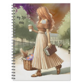 ブックブー・ジャーナル付きのファッショナブルなジンジャーヘアガール ノートブック (正面)