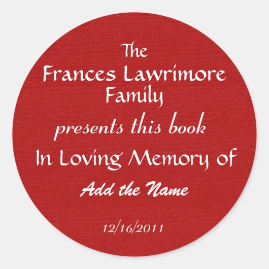 ブックプレートシール ラウンドシール (正面)