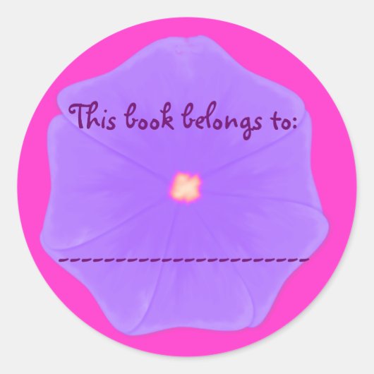 ブックプレートステッカー(薄紫パンジー) ラウンドシール (正面)