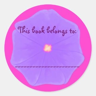 ブックプレートステッカー(薄紫パンジー) ラウンドシール