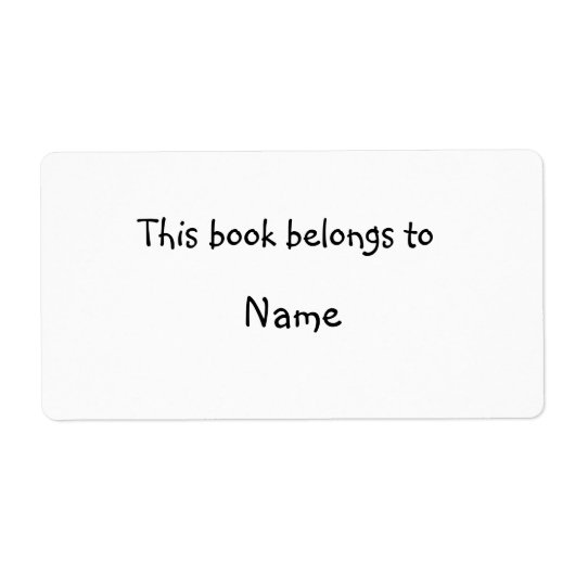 ブックプレート – 白シンプル色 ラベル (正面)
