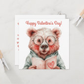 ブックベアのバレンタインデー カード (正面/裏面インサイチュ)