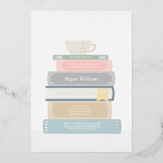 ブックベビーシャワフォイル招待状 箔招待状 (正面)