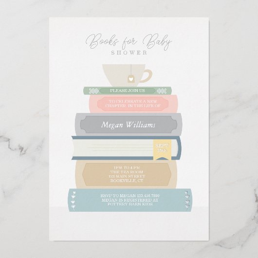 ブックベビーシャワフォイル招待状 箔招待状 (正面)