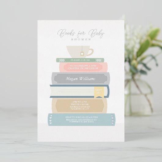 ブックベビーシャワフォイル招待状 箔招待状 (立ち正面)