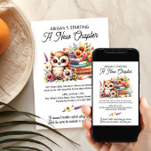 ブックベビーシャワーかわいいフクロウとブックニューチャプター 招待状