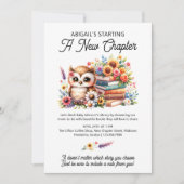 ブックベビーシャワーかわいいフクロウとブックニューチャプター 招待状 (正面)