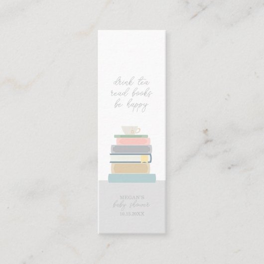 ブックベビーシャワーのブックマーク スキニー名刺 (正面)