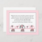 ブックベビーシャワー用ピンクゾウ挿入 インビテーションポストカード (正面/裏面)