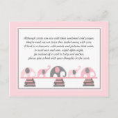 ブックベビーシャワー用ピンクゾウ挿入 インビテーションポストカード (正面)