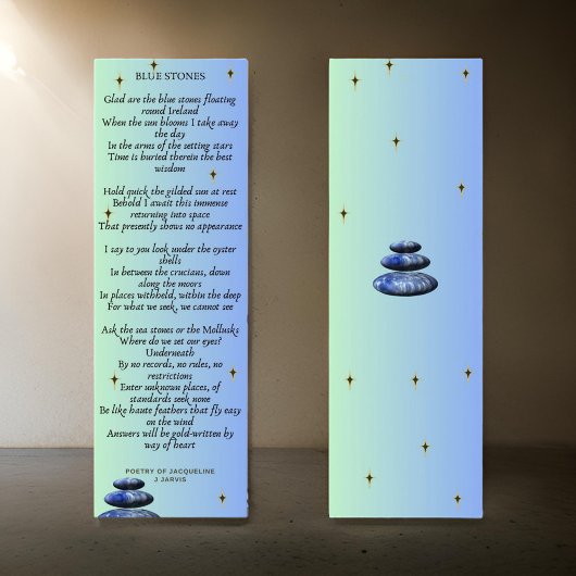 ブックページのブックマークのための詩の青い石