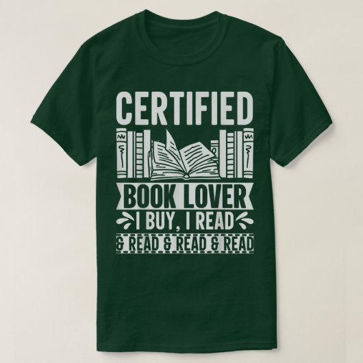 ブックホリックライフスタイル認定本買好きI Tシャツ (デザイン正面)