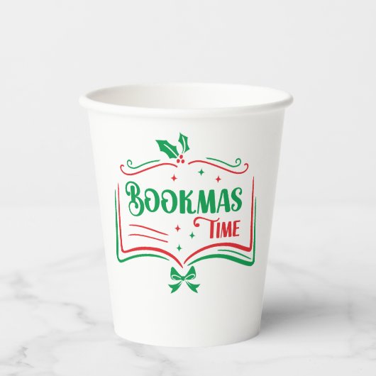 ブックマス タイム 読書 本好き ホリデー 印刷 アパ 紙コップ (正面)
