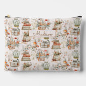 ブックマッシュルームフローラお洒落コテージコアパターン アクセサリーポーチ (正面)