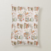 ブックマッシュルームフローラお洒落コテージコアパターン アクセントクッション (裏面(縦))