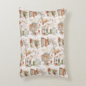 ブックマッシュルームフローラお洒落コテージコアパターン アクセントクッション (正面(垂直))