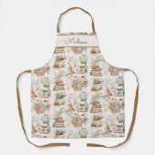 ブックマッシュルームフローラお洒落コテージコアパターン エプロン (正面)
