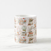 ブックマッシュルームフローラお洒落コテージコアパターン コーヒーマグカップ (中央)