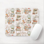 ブックマッシュルームフローラお洒落コテージコアパターン マウスパッド (マウス)