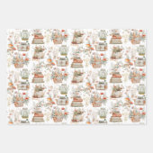 ブックマッシュルームフローラお洒落コテージコアパターン ラッピングペーパーシート (正面2)