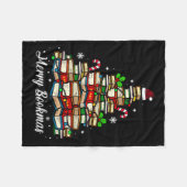 ブックマメリースブッククリスマスツリーブックラバーサントス フリースブランケット (正面(横))