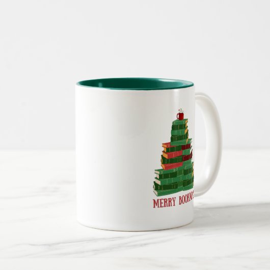ブックマメリースブックツリークリスマスホリデーギフト ツートーンマグカップ (正面右)
