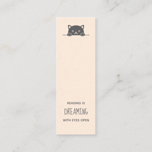 ブックマークから覗く可愛い黒猫引用文 スキニー名刺 (裏面)