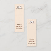 ブックマークの上から覗く白猫引用文 スキニー名刺 (正面/裏面)