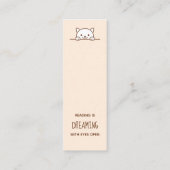 ブックマークの上から覗く白猫引用文 スキニー名刺 (裏面)