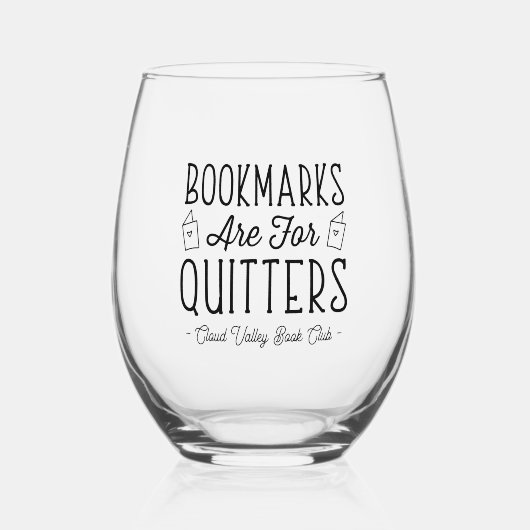 ブックマークはQuitersブッククラパーソナライズされたブ用 ステムなしワイングラス (正面)