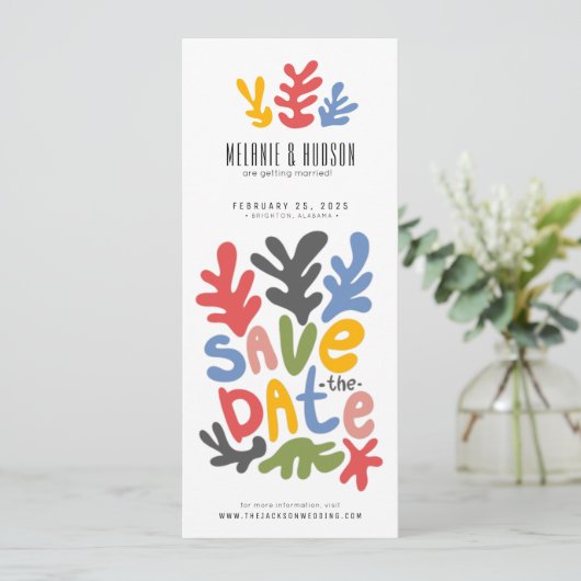 ブックマークフォトブースlフローラおもしろい日付の保存 招待状 (スタンド正面)