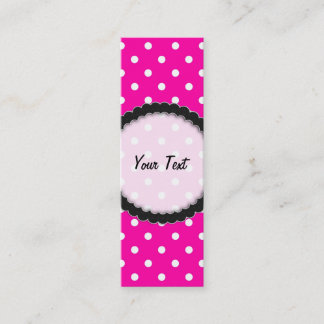 ブックマーク名刺ホットピンク水玉模様 スキニー名刺