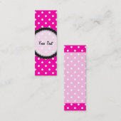 ブックマーク名刺ホットピンク水玉模様 スキニー名刺 (正面/裏面)