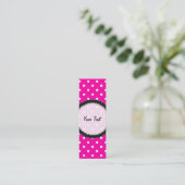 ブックマーク名刺ホットピンク水玉模様 スキニー名刺 (スタンド正面)