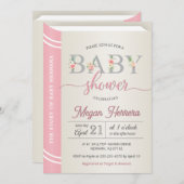 ブックライブラリストーリーブックガールベビーシャワーシックなピンク 招待状 (正面/裏面)