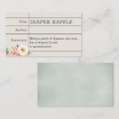 ブックライブラリセージ赤ちゃんシャワーおむつラッフルチケット エンクロージャーカード (正面/裏面)