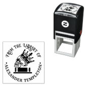 ブックライブラリ名にゴシックスカルのクラウン付き セルフインキングスタンプ (インサイチュ)