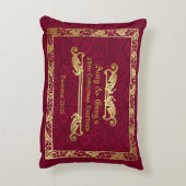 ブックラシッククカバー金ゴールド葉紅ダマスク アクセントクッション (裏面(縦))