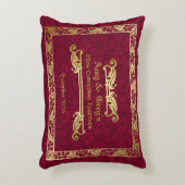 ブックラシッククカバー金ゴールド葉紅ダマスク アクセントクッション (正面(垂直))