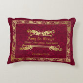 ブックラシッククカバー金ゴールド葉紅ダマスク アクセントクッション (裏面)