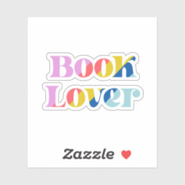 ブックラバーかわいいレインボインレトロタイポグラフィカラフル シール