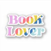 ブックラバーかわいいレインボインレトロタイポグラフィカラフル シール (正面)